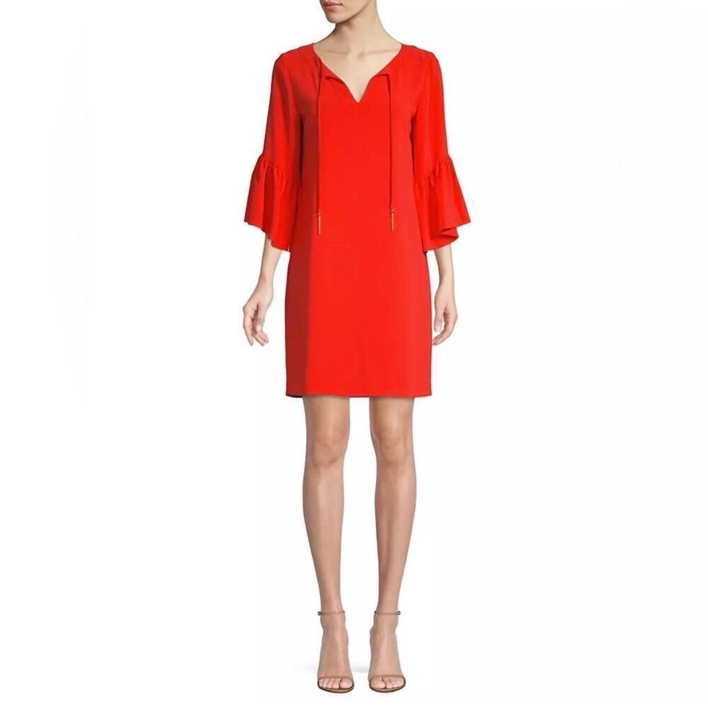 Trina Turk Baroque Tasseled Shift Red Dress Made In USA Size Large